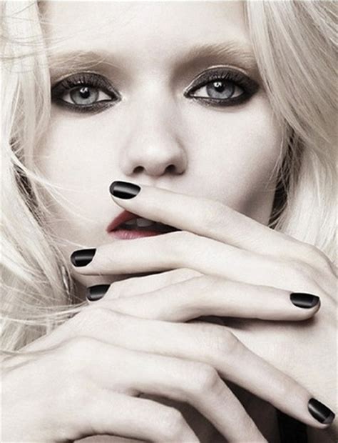 Abbey Lee Kershaw Beautiful Black Nails Blonde Image