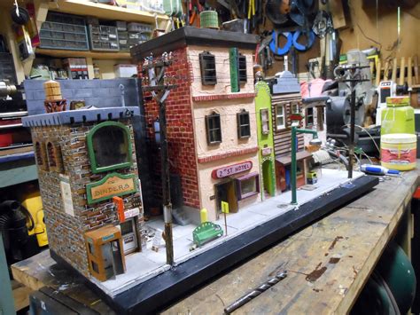 street diorama  progress   wired  light   buildings