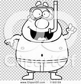 Pudgy Snorkeler Idea Male Outlined Coloring Clipart Cartoon Vector Cory Thoman sketch template