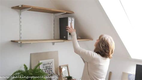 styling shelves    great  hide  mess chalking  success