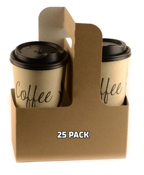 pack disposable cup drink carrier  handles kraft    cup carrier paperboard cup
