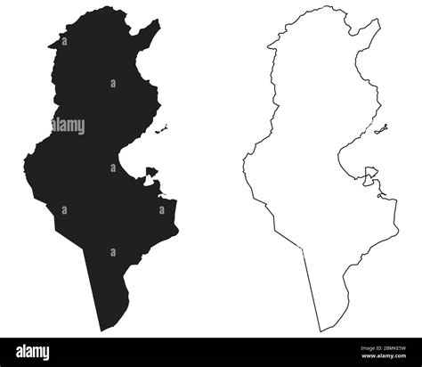 tunesien laenderkarte schwarze silhouette und umriss isoliert auf