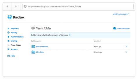 dropbox  business lets administrators create team folders