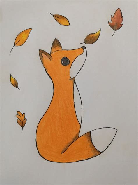 fox drawing fall drawings cute fox drawing easy drawings