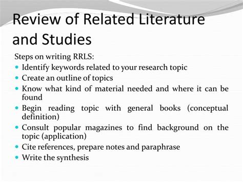 guidelines  writing review  related literature  studies