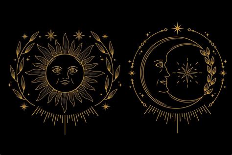 celestial moon  sun  face logo design  vector art