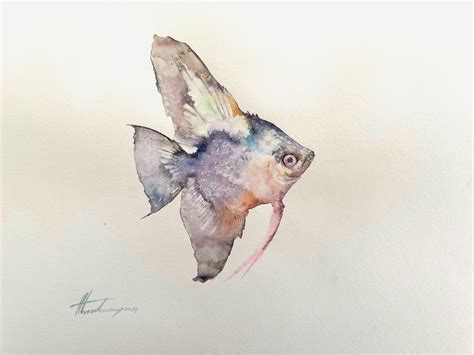 artyom abrahamyan fish watercolor handmade painting    kind