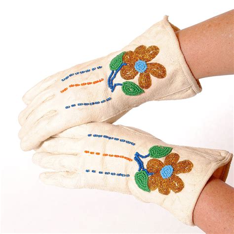 vintage native american indian beaded buckskin gloves lucky star gallery