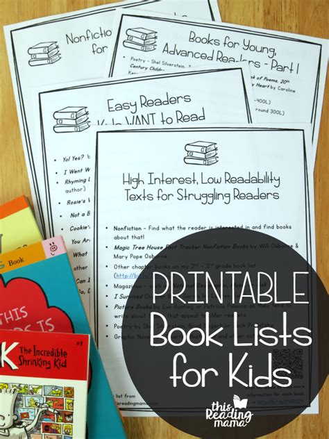 printable book lists  kids  reading mama