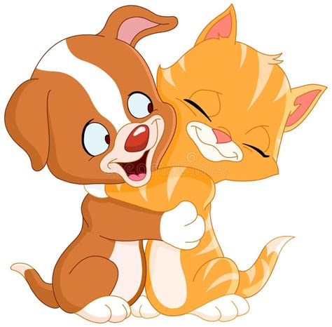 puppy  kitten stock vector illustration  couple