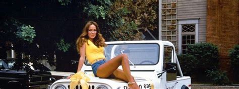 dukes of hazzard actress catherine bach daisy duke s jeep at fall