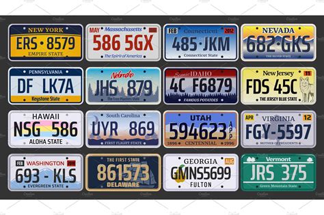car license plates usa transportation illustrations creative market