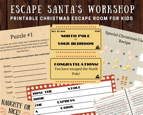 christmas escape room  kids diy printable escape room kit etsy