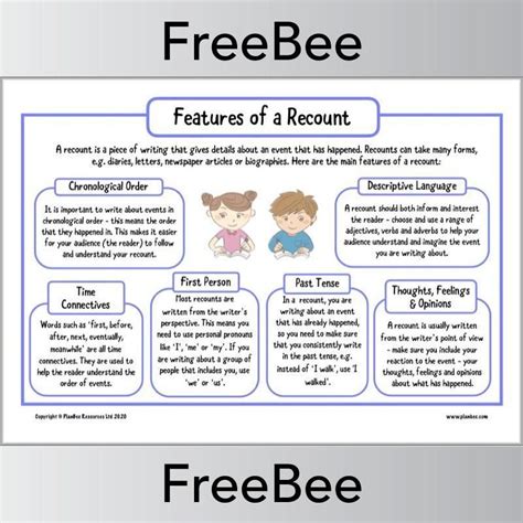features   recount poster recount writing esl teaching resources