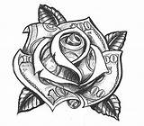 Tattoo Chicano Rose Drawings Money Tattoos Graffiti Dollar Designs Sketches Drawing Flower Bill Flash Stencils Gangster Gangsta Dinheiro Sleeve Body sketch template