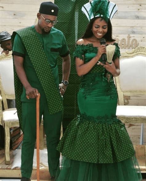 clipkulture tswana couple in beautiful green shweshwe traditional