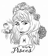 Pisces Zodiac sketch template