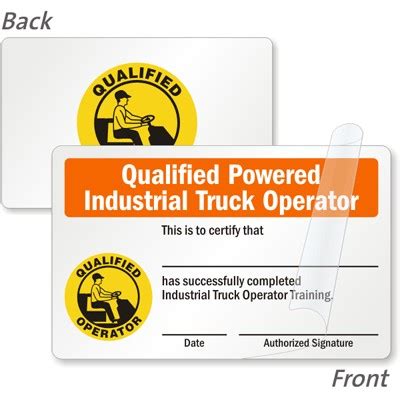 forklift certification card template  operator