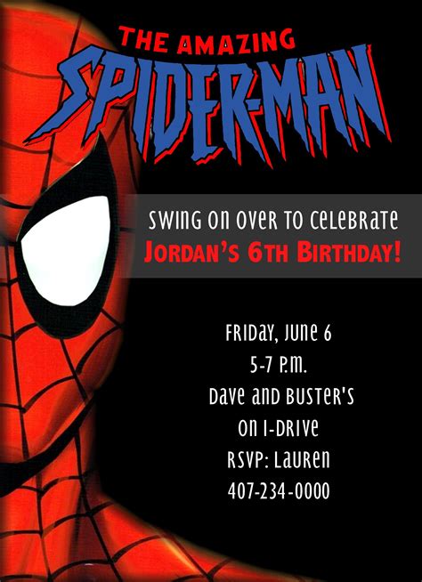 spider man birthday party invitation