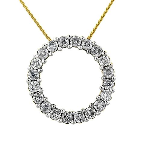 yellow gold diamond circle pendant  chain