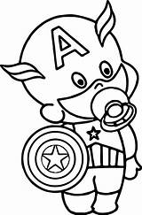 America Coloring Pages Captain Baby Cartoon Superhero Drawing Avengers Outline Para Colorir Printable Shield Capitão Super Colouring Hero Chibi Herois sketch template