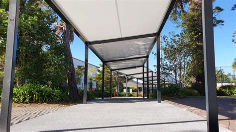 covered walkways pedestrian weather protection shade systems nz