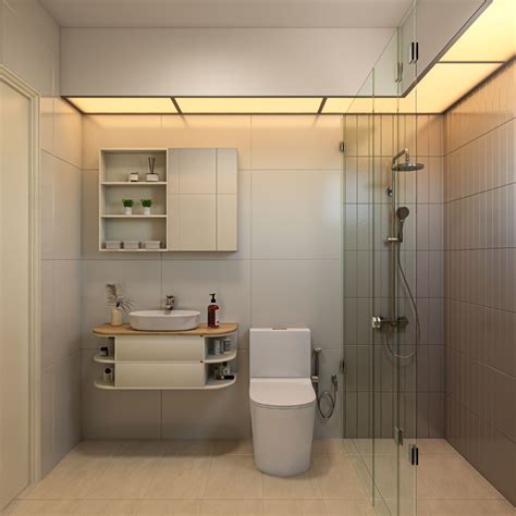 spacious grey bathroom design  vanity unit livspace
