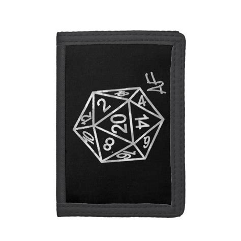 silver  crit af pnp tabletop role player dice trifold wallet