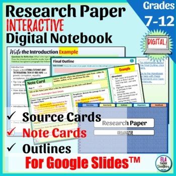 research paper bundle note cards outlines mla  edition digital