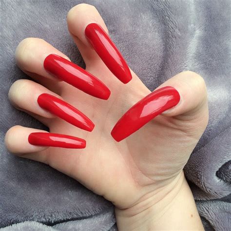 doobys nails extra long hot red square false nails 20 glue on red nails drag ebay