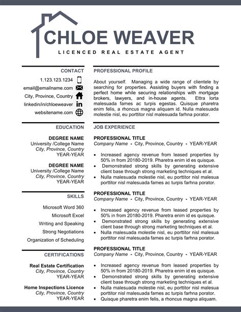 realtor resume template  word pages real estate agent cv etsy