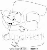 Coloring Elephant Outlined Royalty Illustration Letter Bnp Clipart Studio Vector sketch template