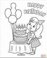 Coloring Birthday Pages Girl Happy Printable Popular sketch template