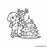 Christmas Coloring Dora Pages Printable sketch template