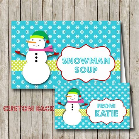 printable snowman soup custom treat bag topper etsy