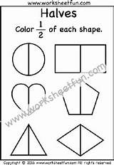 Fractions Worksheet Halves Coloring Worksheets Printable Worksheetfun Fraction Grade Kindergarten Math 1st Learning sketch template