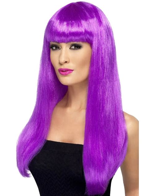 purple babelicious long hair women adult halloween wig costume
