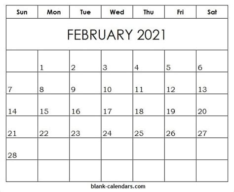 Editable Feb 2021 Template Free Blank Printable Calendar