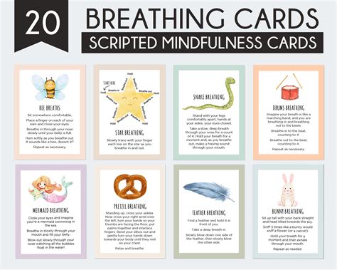 mindfulness breathing cards  kids anxiety relief coping etsy australia