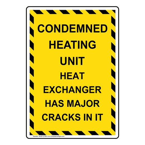 portrait condemned heating unit heat exchanger sign nhep