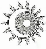 Sonne Mond Ausmalen Mandalas Sibylle Hitz Tuschezeichnungen sketch template