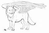 Wolf Winged Wolves Lineart Elemental sketch template