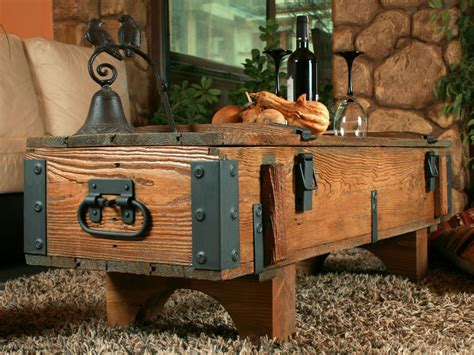 details  rustic coffee table wood pine chest trunk