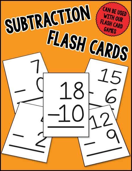 subtraction flash cards warm hearts publishing flashcards