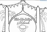 Eid Adha Mubarak Mosque Bunting sketch template