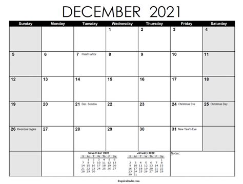 print december calendar  calendar printables  blank