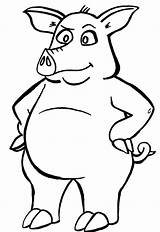 Pig Cartoon Line Clipart Cliparts Drawing Standing Angry Coloring Pages Library sketch template