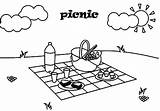 Picnic Coloring Pages Summer Blanket Color Template Getcolorings Netart Printable sketch template