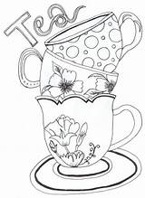 Ausmalen Kaffeetrinken Malvorlagen Erwachsene Druckbare Nähen Ausdrucken sketch template