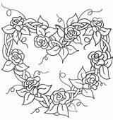 Heart Embroidery Wreath Flower Coloring Pages Roses Patterns Floral Hearts Made Rose Choose Board Flowers Grapevine sketch template
